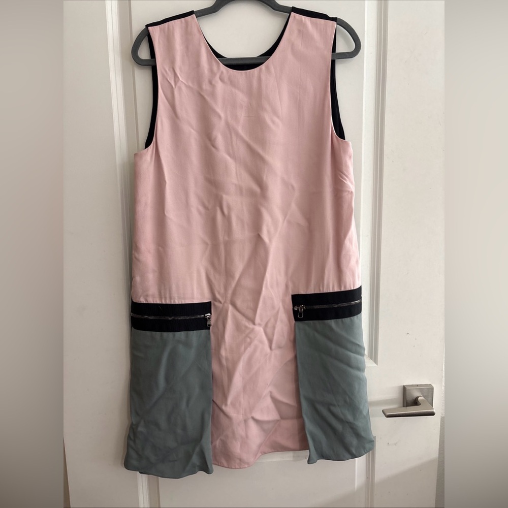 Emporio Armani color block sleeveless dress with zip details